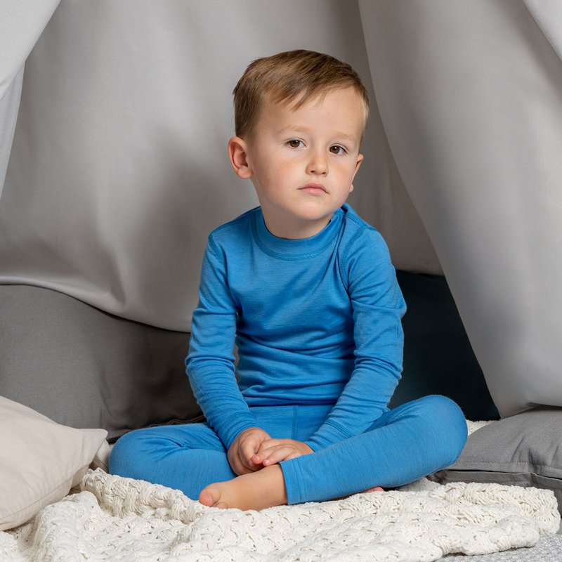 Bluza dziecięca Merino 160 z długim rękawem jasnoniebieska