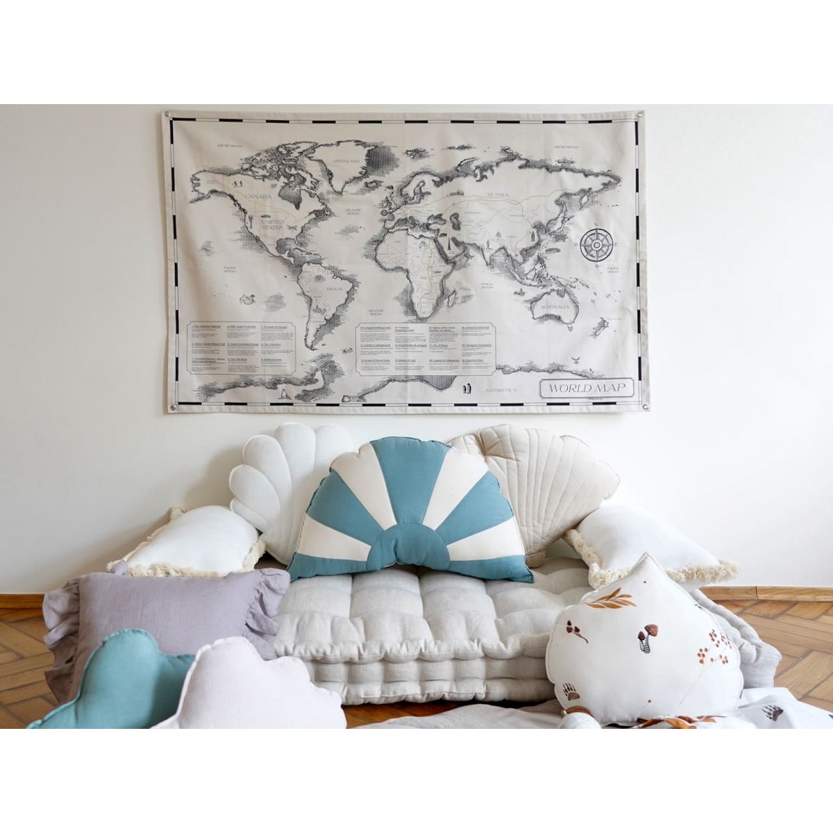 Cotton world map for children "Civilisational achievements"