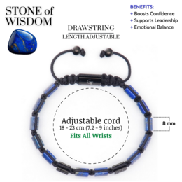 LAPIS LAZULI Armbånd med flad perle til mænd