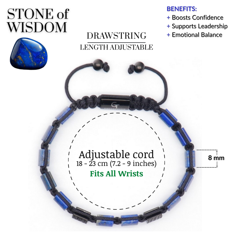 LAPIS LAZULI Armbånd med flad perle til mænd