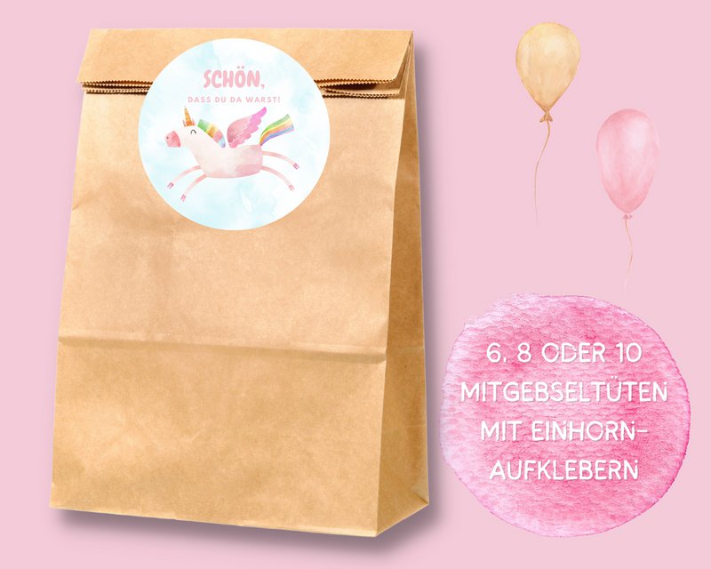 Unicorn party bags with sticker - unicorn guest gift bag for unicorn birthday