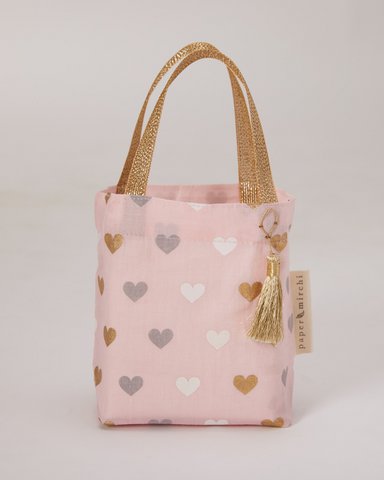 Geschenktüten aus Stoff Tote Style – Kollektion 2022 – Pink Hearts