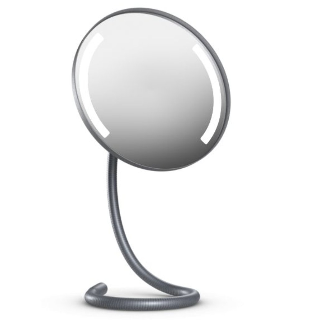 Illuminated mirror with a long gooseneck