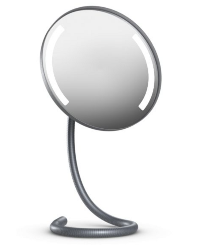 Illuminated mirror with a long gooseneck