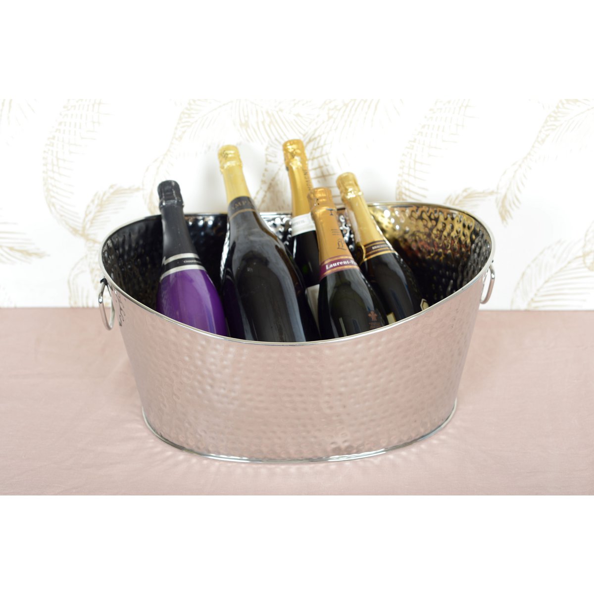 Seau à champagne argent martelé 49x35x23.5cm