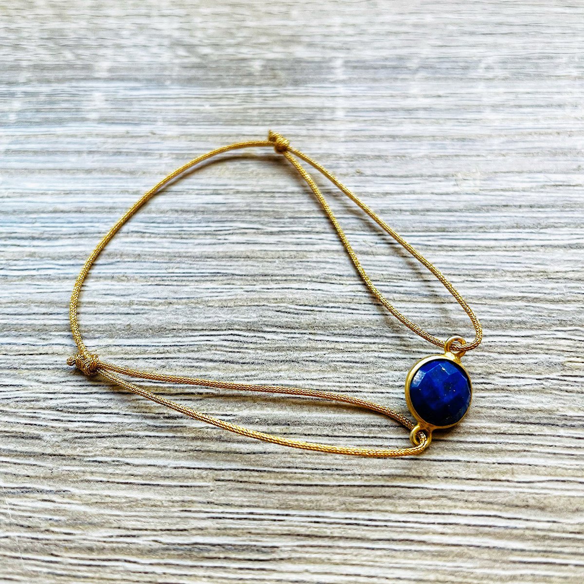 Pulsera Alba piedra natural plata dorada cordón corredizo