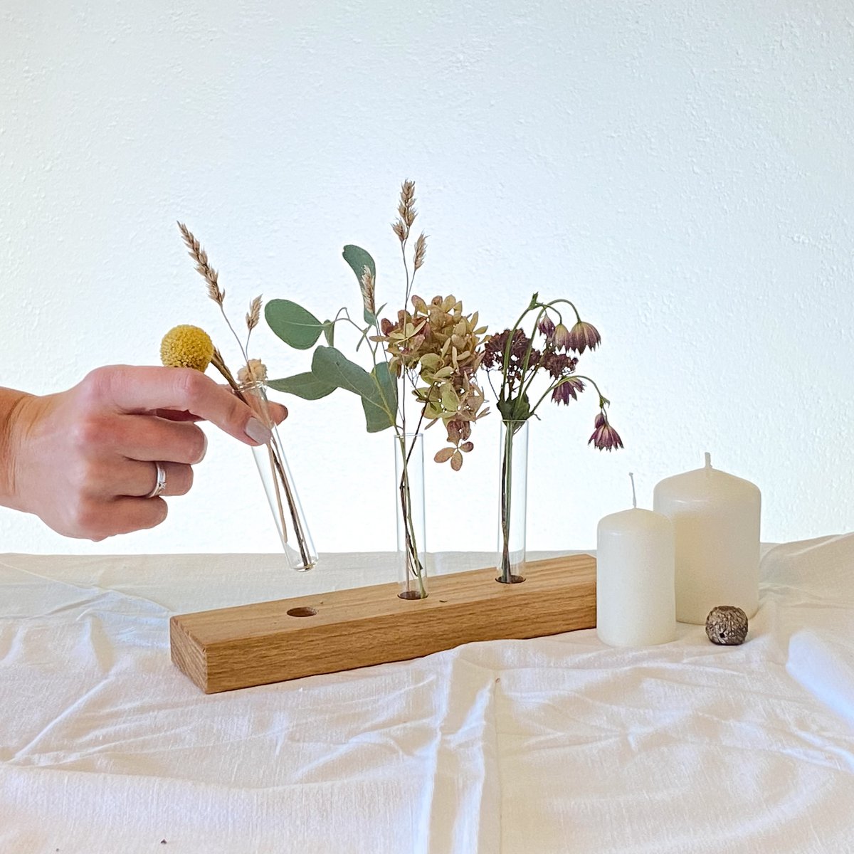 minimalistische Blumenwiese - 3 Varianten - inkl. Glasröhrchen - Eiche