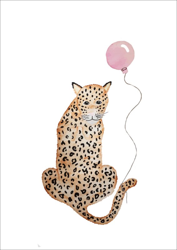 Postcard - Jaguar with balloon