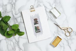 postkort - serie 'Christmas'- 'Julebalkon'