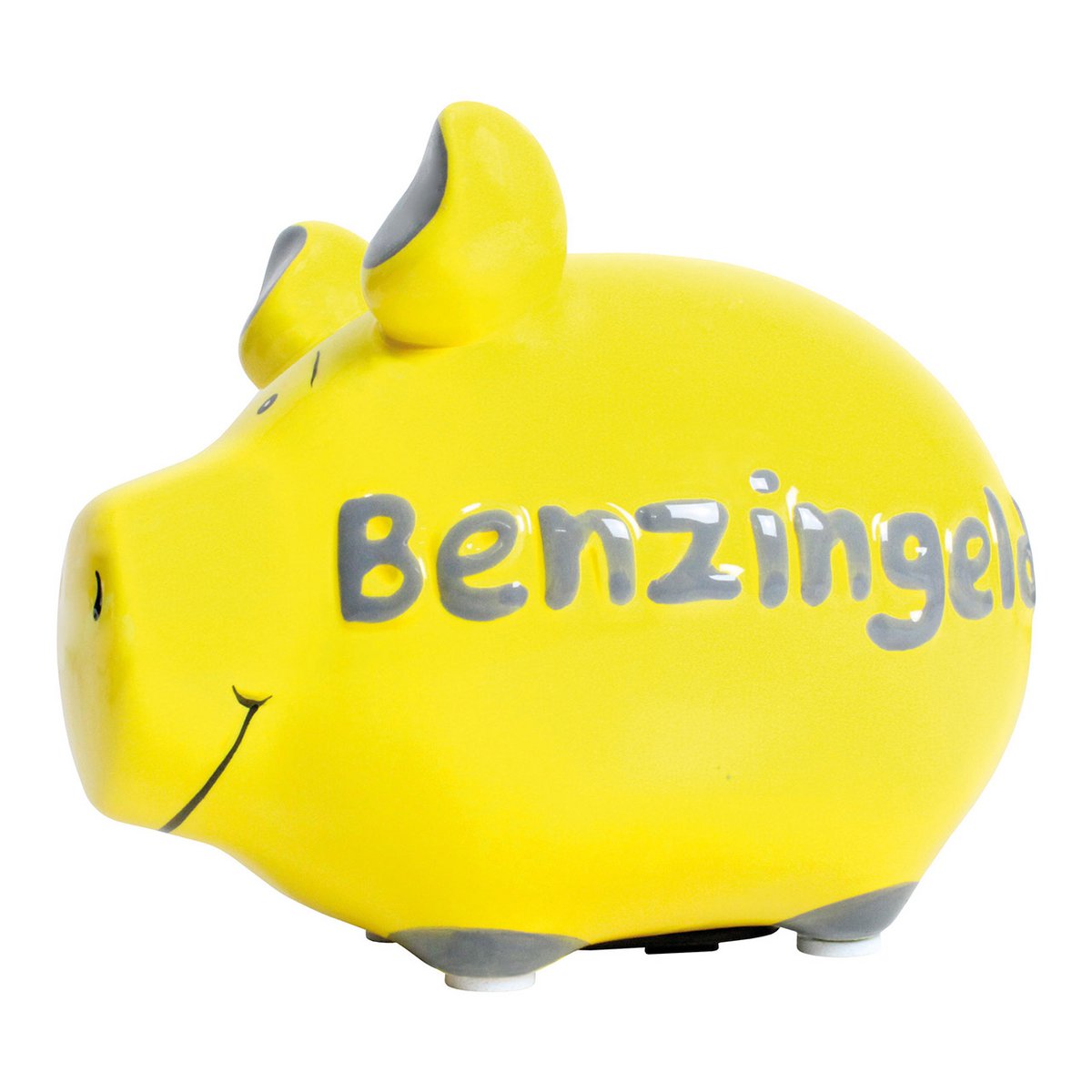 Spaarvarkenbedrijf spaarpot "petrol money" van keramiek, geel (B/H/D) 12,5x9x9cm klein varken