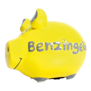 Piggy bank company piggy bank "petrol money" made of ceramic, yellow (W/H/D) 12.5x9x9cm small pig