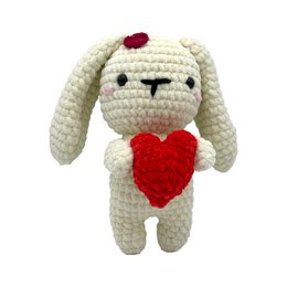 Handmade cuddly toy - bunny with heart - made of velvet