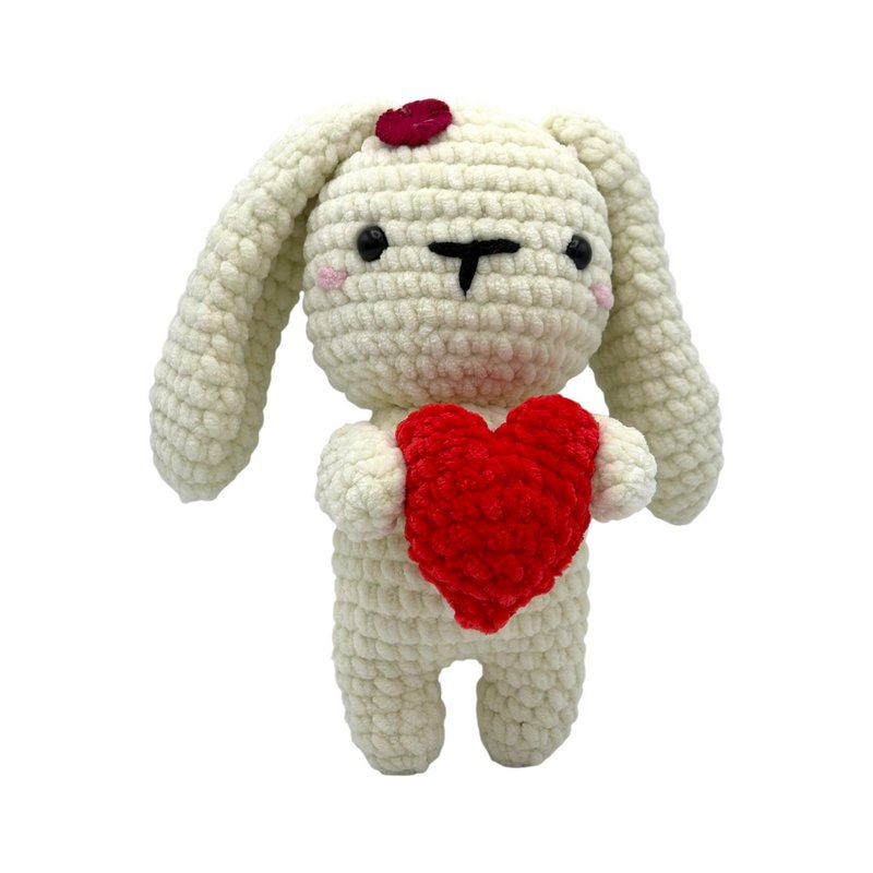 Handmade cuddly toy - bunny with heart - made of velvet