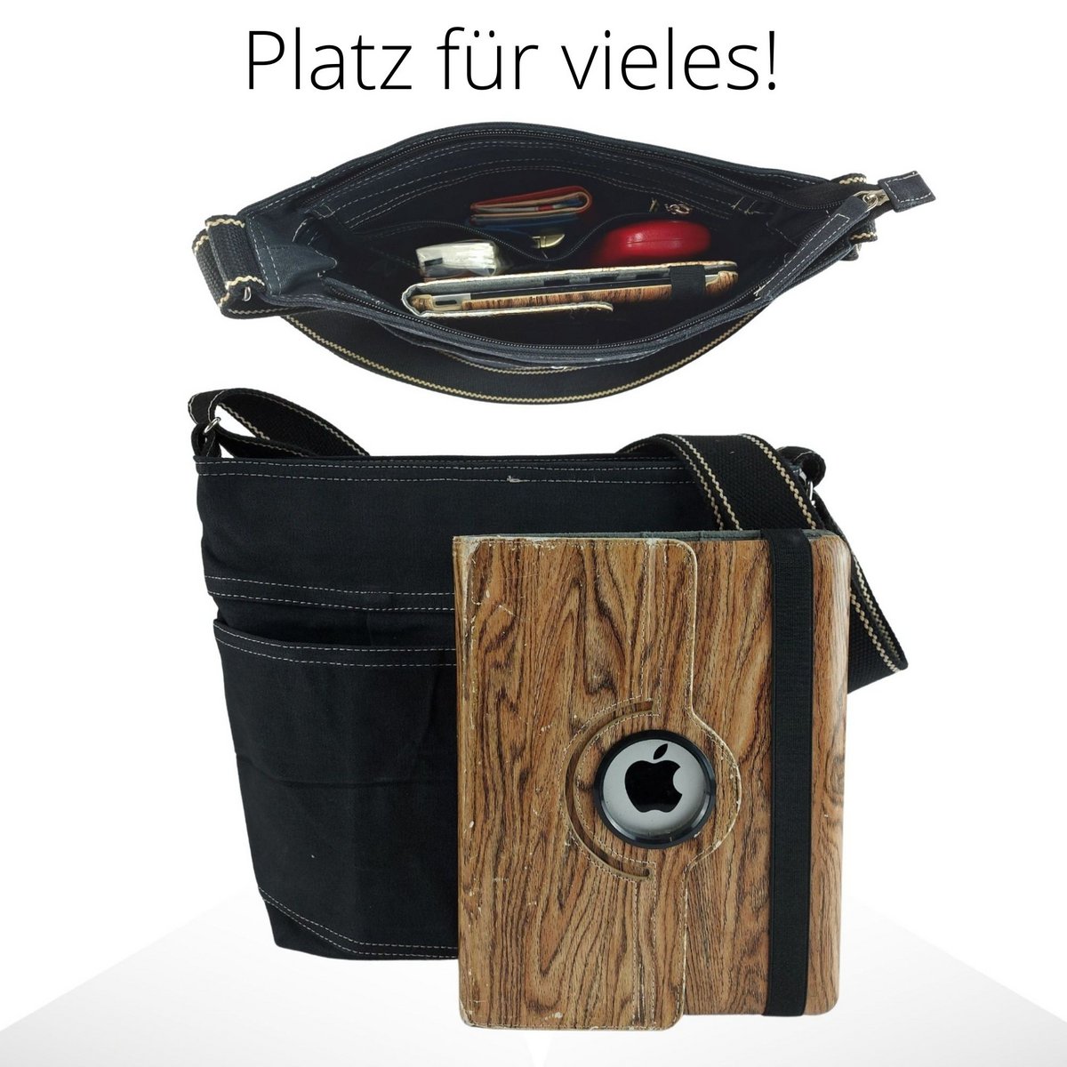 Domelo gewaxte canvas schoudertas voor dames. Waterafstotende hobo-tas. Veganistische buideltas. Dames/meisjes schoudertas met verstelbaar hengsel. Lichtgewicht grote stoffen tas met ritssluiting.