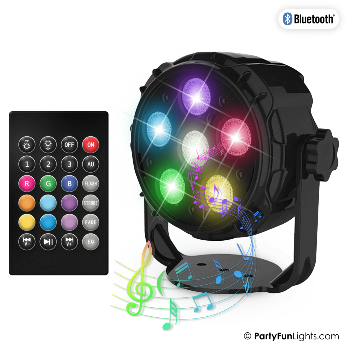 6 LED - PAR - Disco Lamp - Party Speaker - with remote control