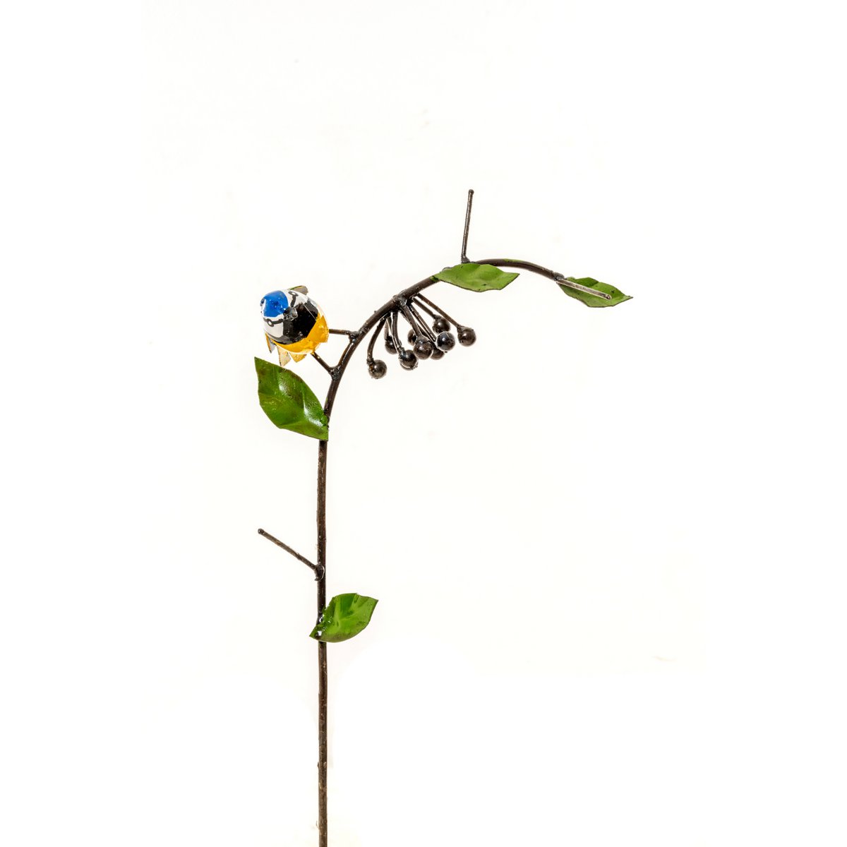 ZIMBA-ARTS Mésange bleue en métal sur raisin
