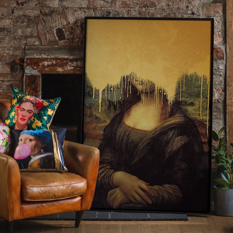 Drippy Mona Lisa Guld Graffiti Print