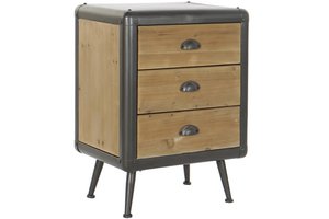 MESITA DE NOCHE ABETO METAAL 51X40X70 NATUURLIJK MB200224