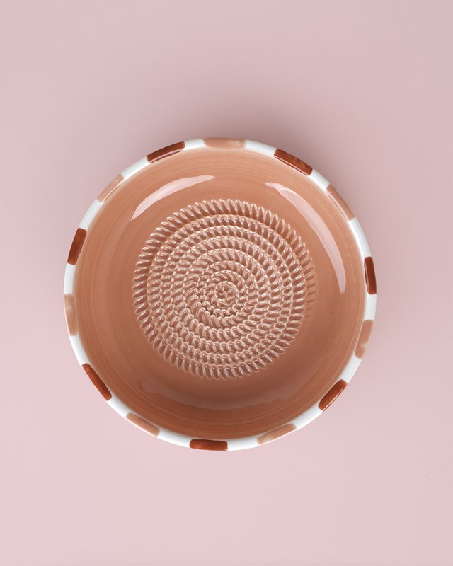 Grattugia per aglio in ceramica - Rosa e rosso - Grande tesoro