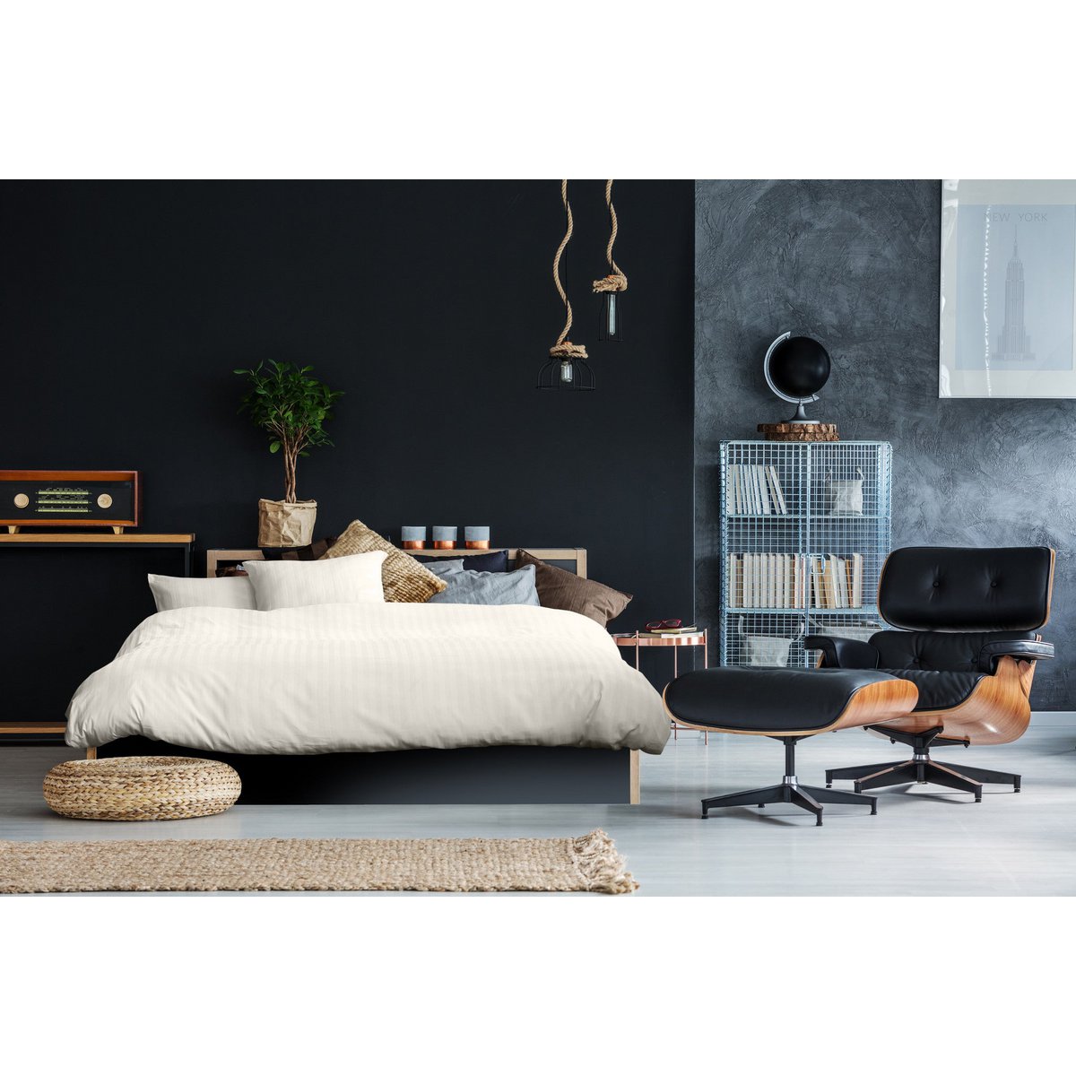 100% Cotton Satin Duvet Cover Napoli - Natural