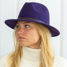 CHAPEAU FEUTRE - lien cuir, bord cousu
