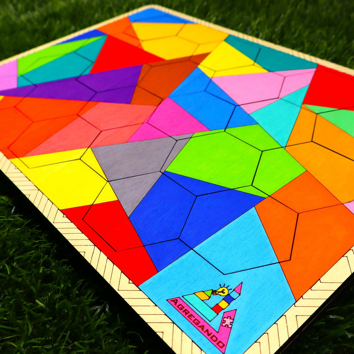 Colorful Hexagon Wooden Puzzle • Brain Teaser Game • Logic and Spatial Thinking Toy • Modern Home Decor • Educational Gift for Kids & Adults