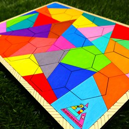 Colorful Hexagon Wooden Puzzle • Brain Teaser Game • Logic and Spatial Thinking Toy • Modern Home Decor • Educational Gift for Kids & Adults