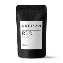Flavored rooibos tea with vanilla-caramel flavor, packaged in a softpack.