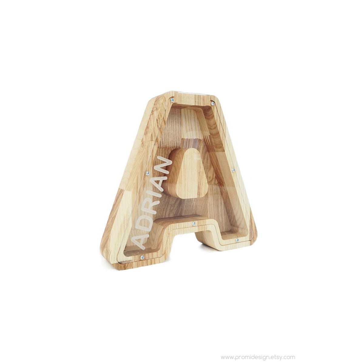 Wooden Piggy Bank Lille, brevpengebank, møntkasse, træboksepenge, sparer pengeboks
