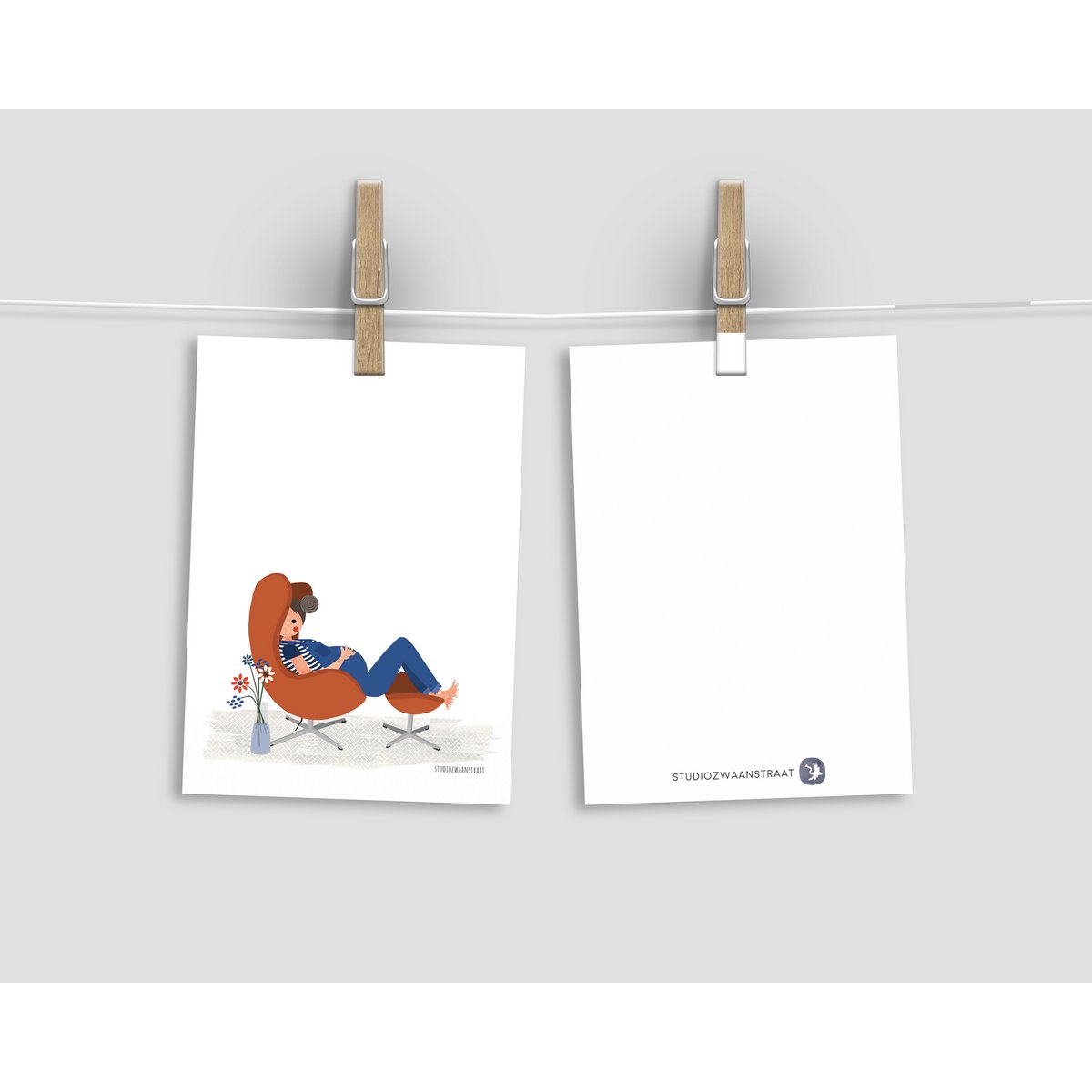 cartolina - serie 'pancia' - sedia a uovo
