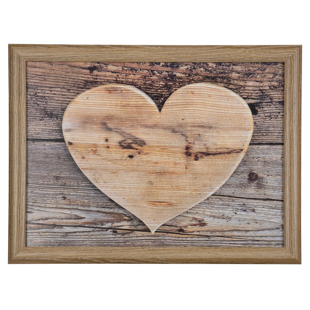 lap cushion wooden heart 43cm