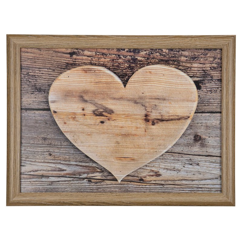 lap cushion wooden heart 43cm