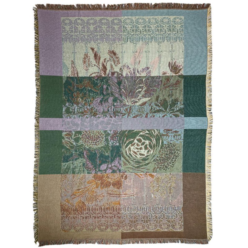 NIN-NIT | Couverture florale | plaid | couverture tissée | 160 x 220 cm