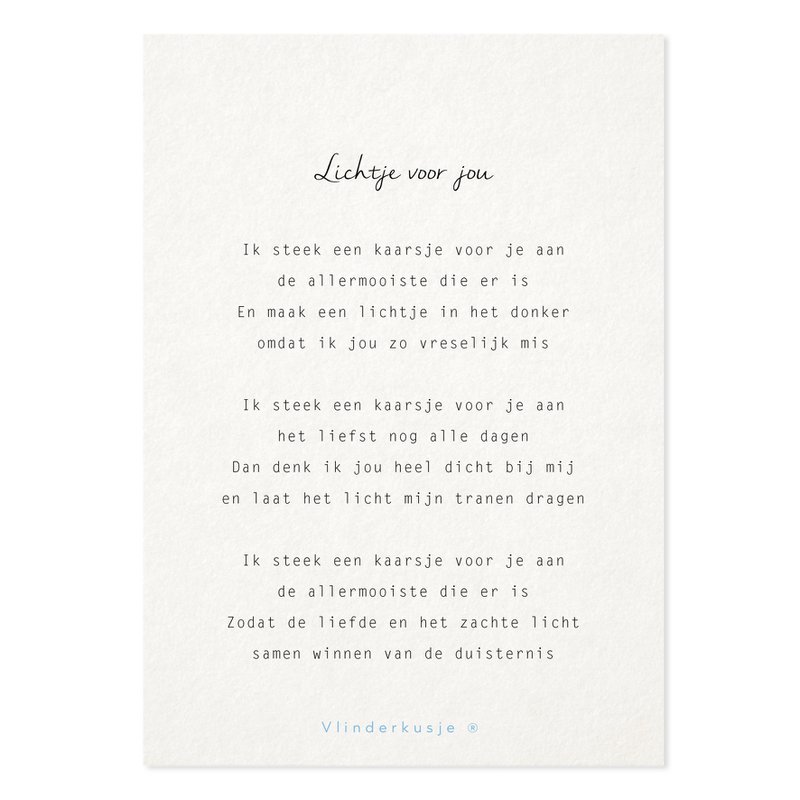 'Lichtje voor jou' / Posterkaart A5 troost & liefs