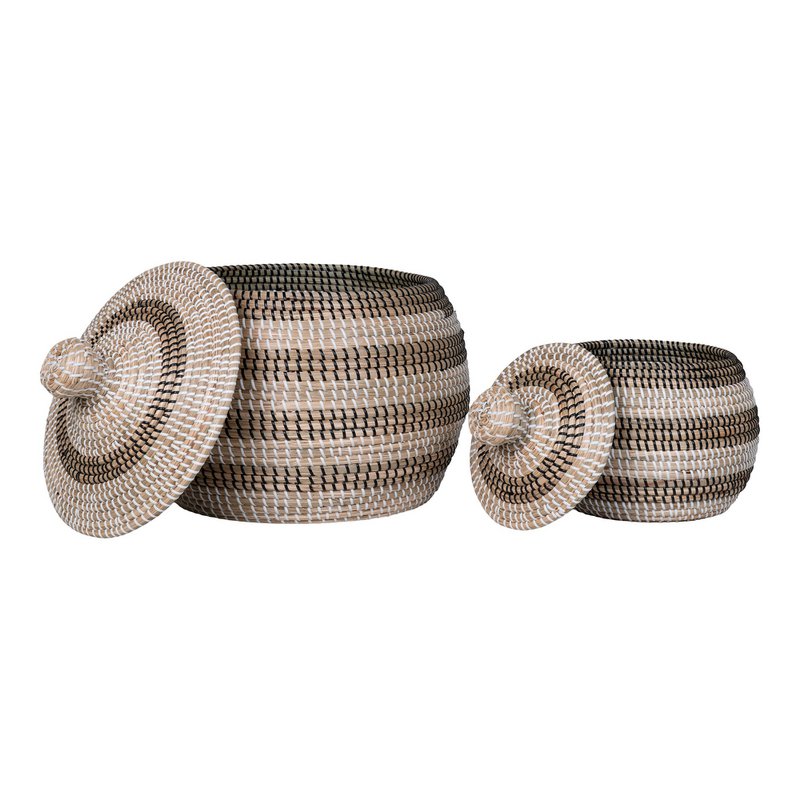 Ipoh Basket - Basket, seagrass, natural/white/black, set of 2