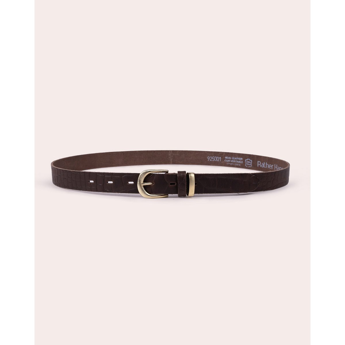 SOL | Croc-Effect Leather Belt with Elegant Gold Buckle