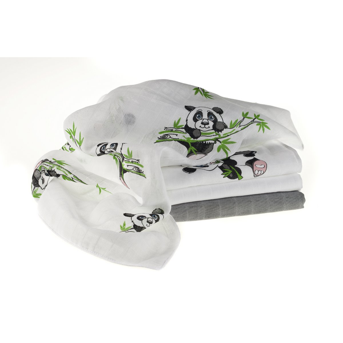 Pañales Hidrofílicos Makian-70x70cm-Set de 4 piezas-Oeko-Tex testado-100% Algodón-Blanco/Verde/Panda