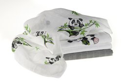 Makian Hydrofile bleer-70x70cm-Sæt med 4 styk-Øko-Tex testet-100% Bomuld-Hvid/Grøn/Panda