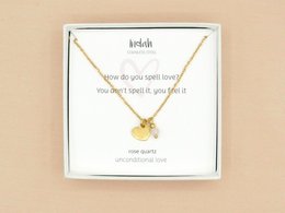 Ketting rock, hart en rozenkwarts, zilver of goud stainless steel