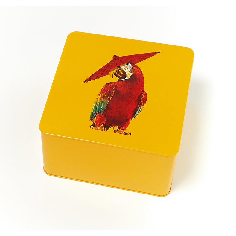 Raincoat square metal tin box