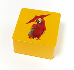 Raincoat square metal tin box