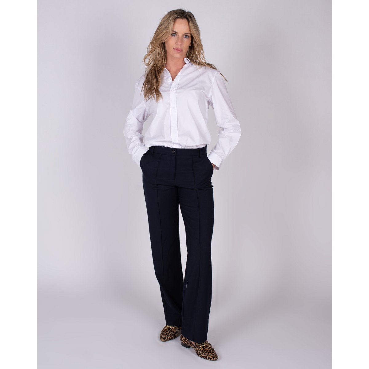 Dames pantalon viscose wol navy - FARO