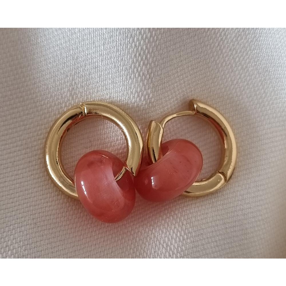 Round rose quartz earrings