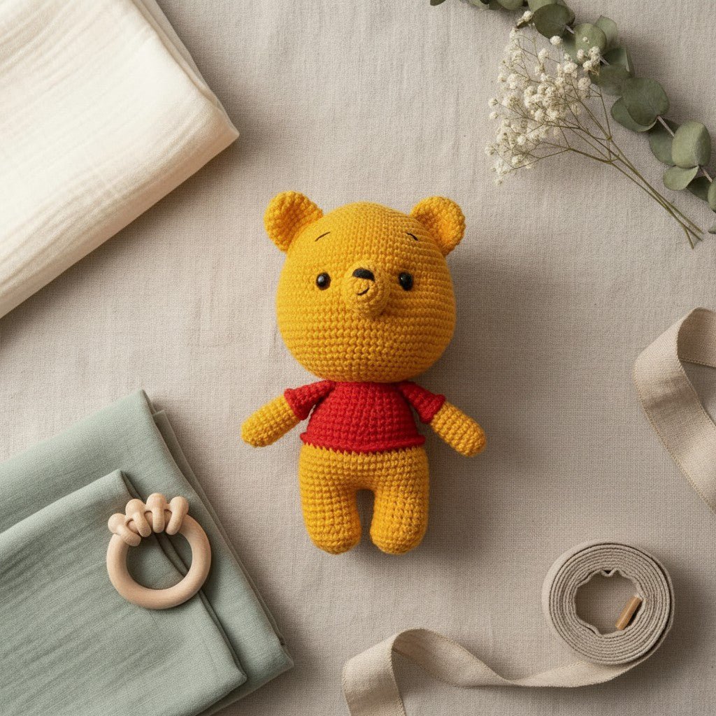 Peluche orsetto Nuvinokids® realizzato a mano all'uncinetto, realizzato al 100% in cotone