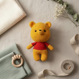 Peluche orsetto Nuvinokids® realizzato a mano all'uncinetto, realizzato al 100% in cotone