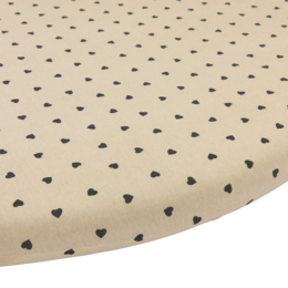 Hoeslaken Jerseydruck Sweet Heart Soft Sand/Schwarz 70x140/150cm