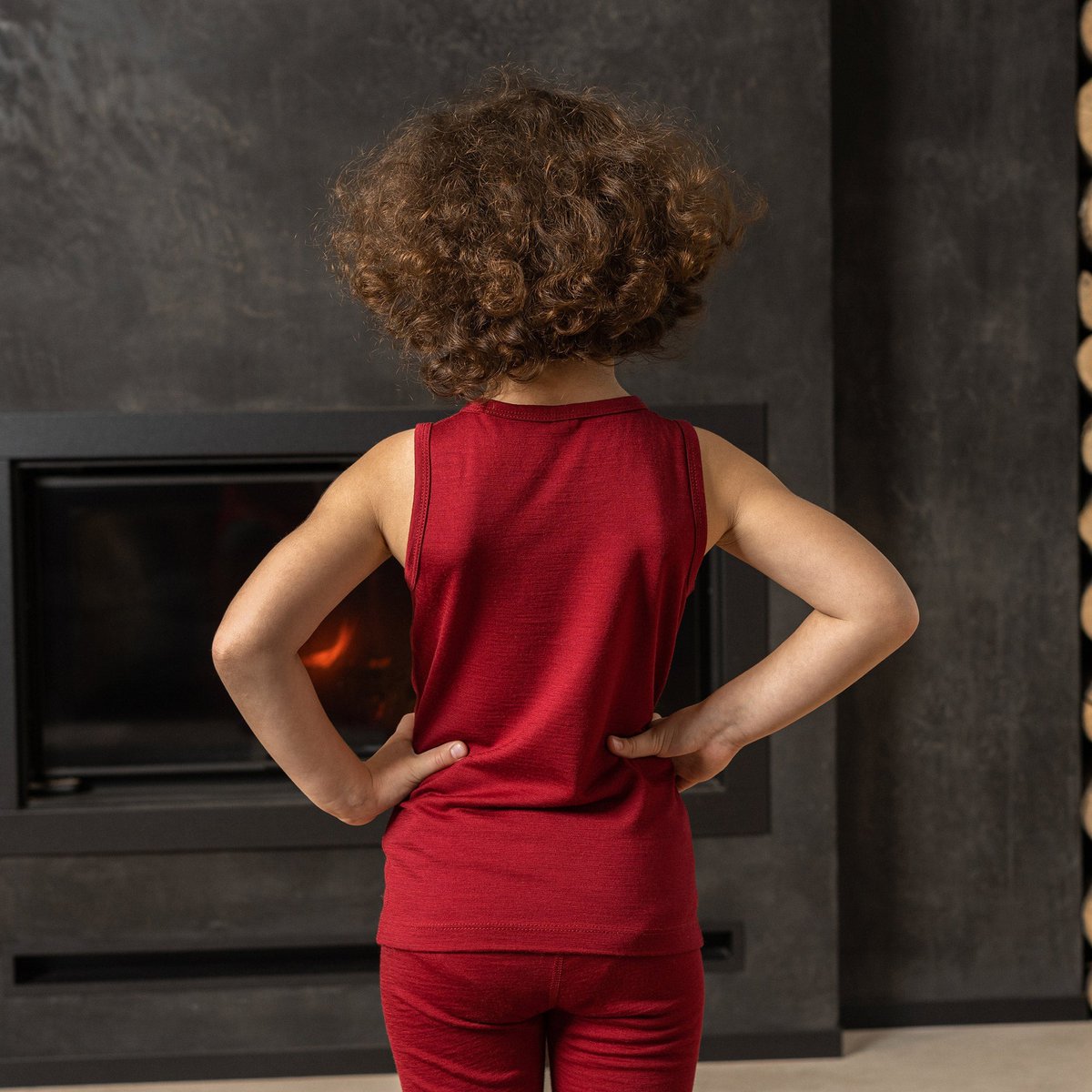 Kids Merino 160 Set Débardeur & Bas Royal Cherry