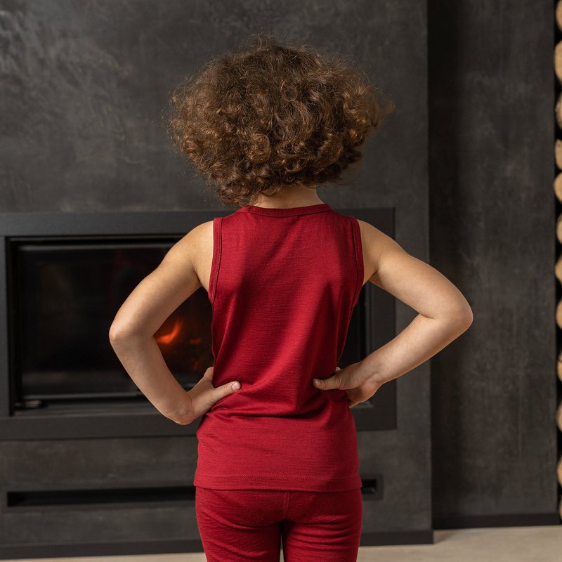Kids Merino 160 Set Débardeur & Bas Royal Cherry