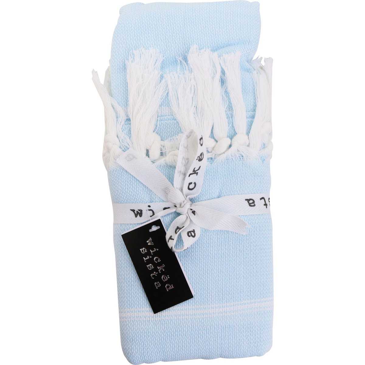 WS Fringed Towel Stripe Sky Blue