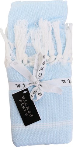 WS Fringed Towel Stripe Sky Blue